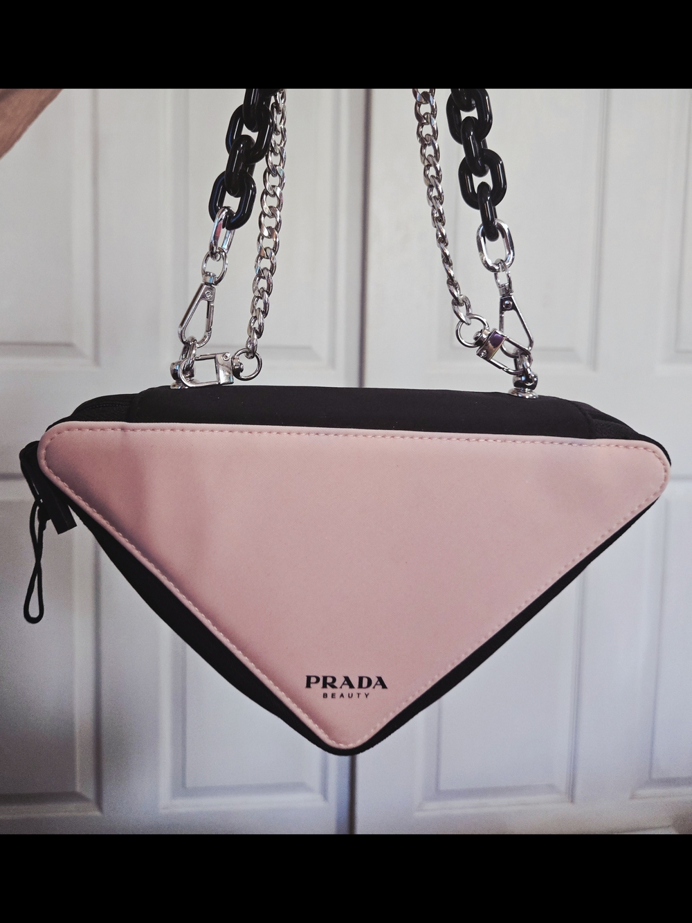 Prada Pink Triangle Mini Wristlet Bag with Chain - Picture 4 of 6